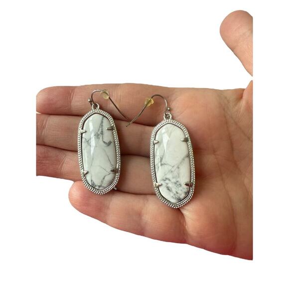 Kendra Scott Women's Elle Feather Weight White Howlite Drop Earrings - Picture 4 of 4